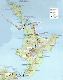 Map of our route on North Island