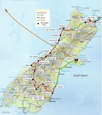 Map of our route on South Island